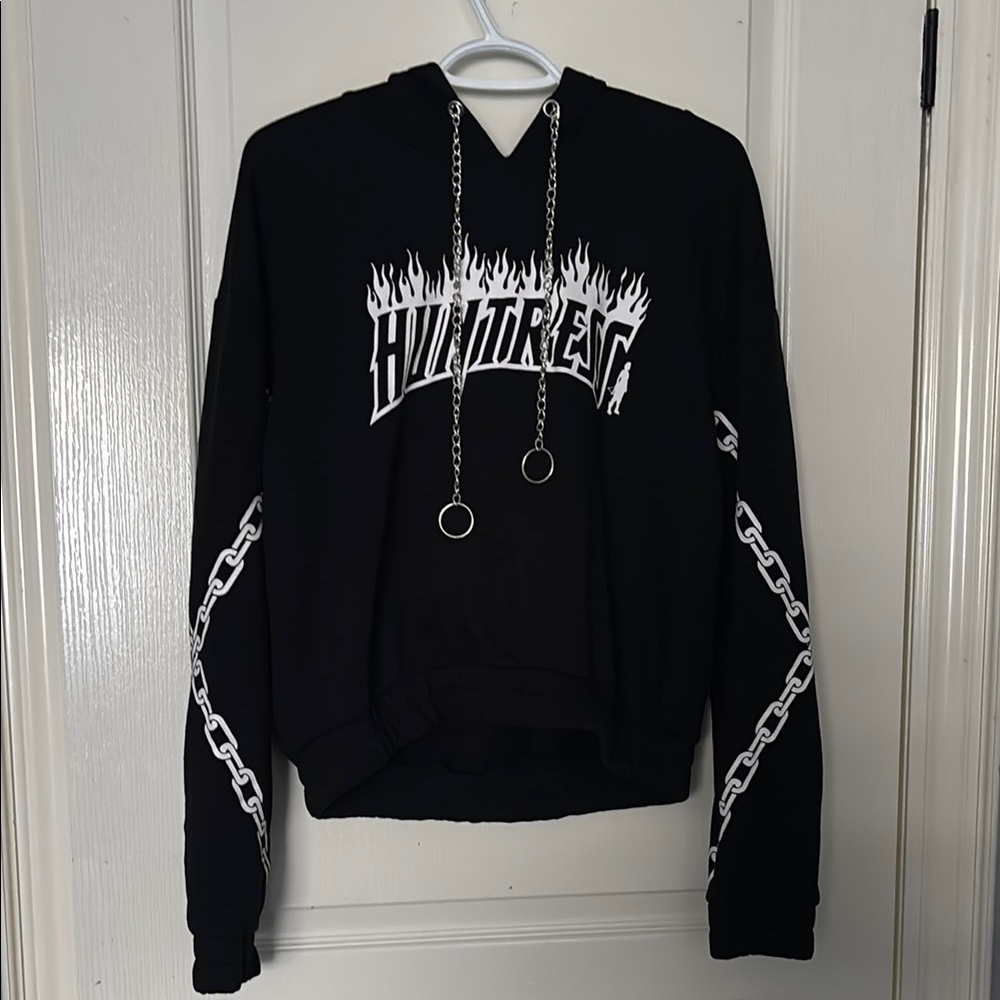 Hot Topic Black Graphic Hoodie Sweater